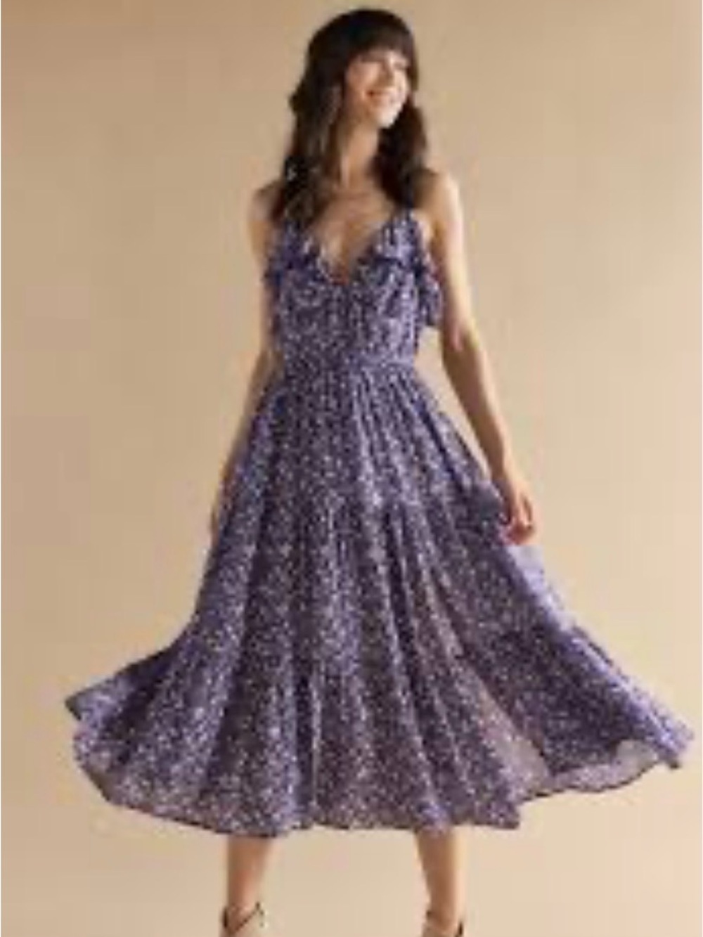 Francesca's Floral Midi Dress with V-Neck